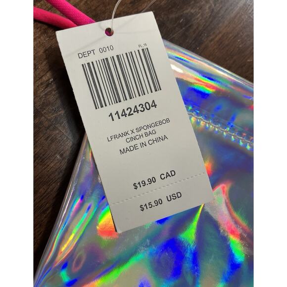 Lisa Frank SpongeBob SquarePants Holographic Drawstring Cinch Bag Backpack NWT - Picture 6 of 7